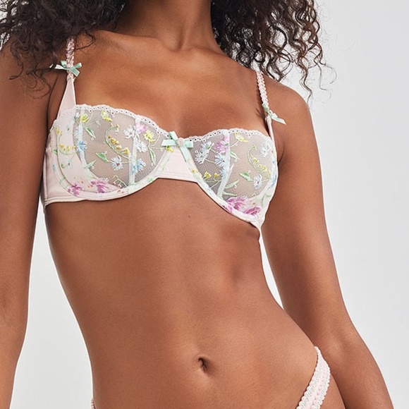 For Love And Lemons Midsummer Floral Bra Pale Pink Floral Small-DD NEW - Picture 5 of 7